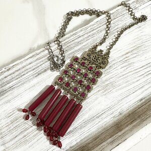 Vintage Egyptian Revival Vibe Bohemian Long Statement Necklace